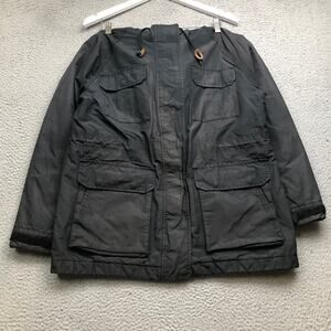LL Bean Baxter State Parka Jacket Womens Medium Petite Wool Blend Lined Black